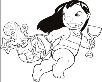 A coloring page of lilo and stitch
